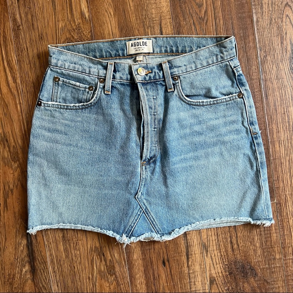 Agolde Quinn Denim Jean Mini Skirt Classic